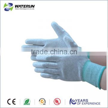 high quality ESD palm PU coated gloves, palm fit gloves with carbon fiber