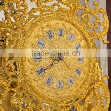 European Copper Grandfather Floor Clock, Metal Pendulum Chiming Clock, Home Decoration Art Clock photo-4