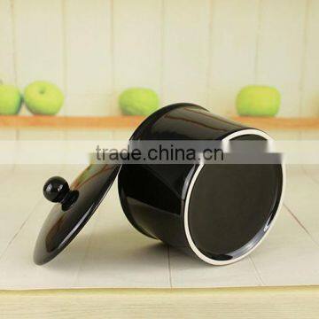 Factory Wholesale New Ideas Novelty Black Ceramic Casserole Stew Pot With Lid photo-5