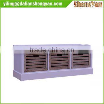 Shabby Large Wooden Stool for 3 People photo-2