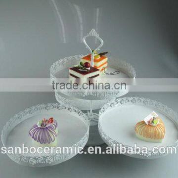 New design Round & Square 3 PCS plates one layer metal wedding cake stand wholesale