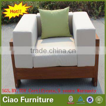 New design garden furniture teak wooden armchair morden single sofa