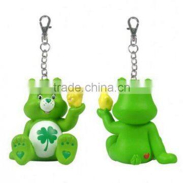 custom plastic Bears Green Good Luck Star Keychain Figure,custom make bear green pvc keychain figure