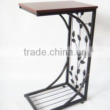RH-4424 Metal Accent Wooden Table Vine Leaf Design Modern Sofa Side Table photo-4