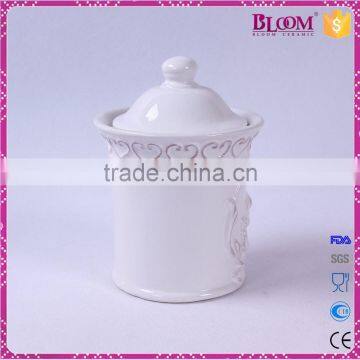 Ceramic White Glazed Tea Coffee Sugar Canister Set photo-4