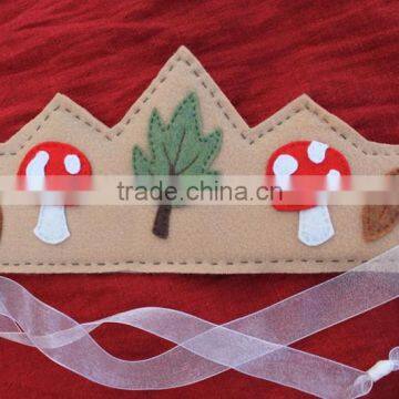 2017 New Product Hotsale Wholesale China Handmade Party Supply Kids Design Felt Princess Cute Girls Crown Headband With Satin photo-1