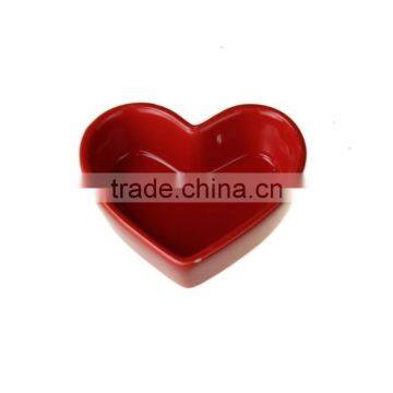 3.5"red color heart shape custom ceramic dish