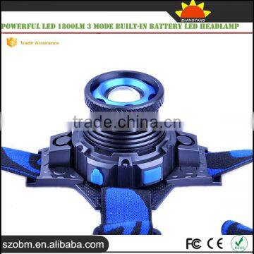 High Power Long Range 1800Lm Headlamp 3 Mode Rechargeable Led Headlamp Camping Light photo-4