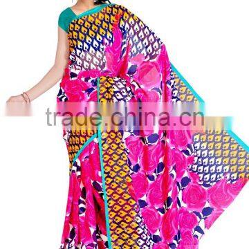 Polyster Saree With Blouse