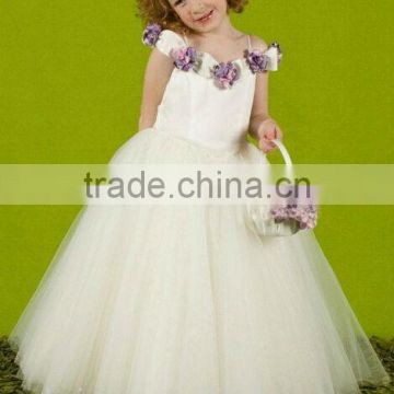 white spaghetti strap flower baby gown kids dresses for weddings