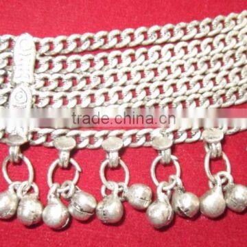 SILVER Tone Chain Bells GHUNGROO ANKLET PAYAL Foot Bracelet Pair photo-3