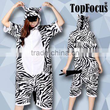 Plus size Summer Pyjamas Short Sleeves Custom Hooded Zebra Cheap Couple Sexy Adult Animal Onesie