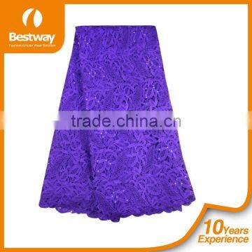 Royal Blue Chemical China Embroidery Lace Fabric Beaded Guipure Lace Cupion Lace CP0011 photo-5