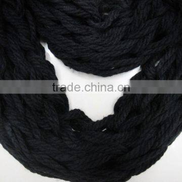 Fashion Winter Ladies Knitted Loop Noodle Acrylic Plain Handmade Crochet Scarf photo-3