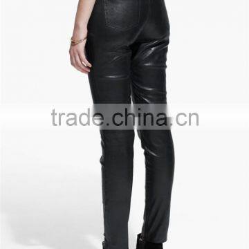 Ladies Black Faux Leather Leggings Slim Fit High-waist Leather Trousers photo-2