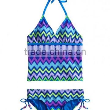 Zig zag stripe tankini swimsuit