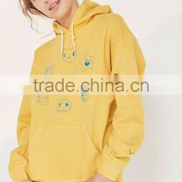 Hot Sale Popular Silence Noise Oui Nah Logo Printing Hoodie Sweatshirt Kangaroo Pocket Yellow Cute Hoody