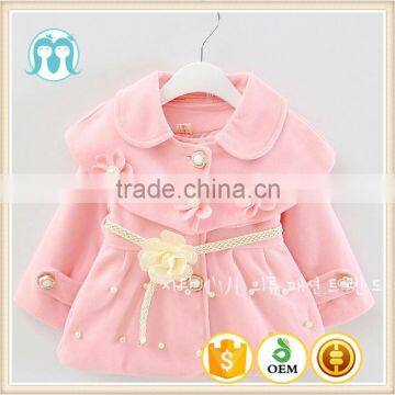 Baby Girls Soft Kids Warm Coat In Pink Color Kids Appliqued Lovely Coat For Girls