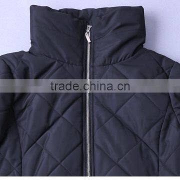 Ladies High Collar Quilting Jacket With PU Skirt photo-3