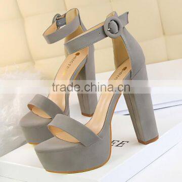 Zm50270b Europe Chunky Heels Slim Women Sexy High Heel Shoes Open Toe Buckle Lady Sandals photo-5