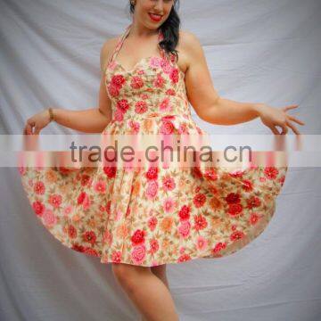 Women Vintage Style Flower Dress photo-2