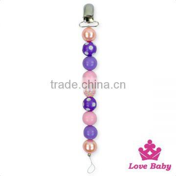 8NZ441-2 Lovebaby wholesale Wholesale Baby Colorful Plastic Pearl Design Pacifier Clip Mental Holder Teether Holder Baby Feeding