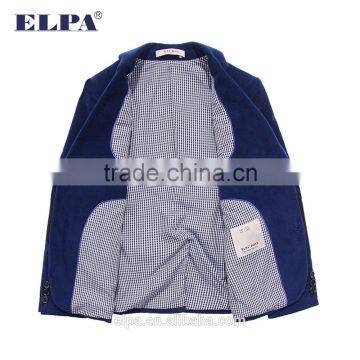 2016 New Style ELPA NXB0030 Hot Sale Plus Size British Style Blue Velvet Casual Kids Blazer With Black Elbow Patches photo-6