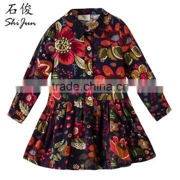 ShiJ Baby Girls Dresses Fall Long Sleeve Floral Print Kids Clothes