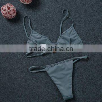 M1222 Runwaylover 2016 Ladies Gray Polyester Split Swimsuit Bikini photo-2