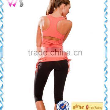 OEM Ladies Fitness Orange Yoga Tank Top Women Gym Sports Wear photo-3