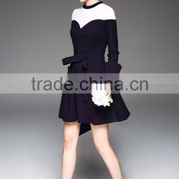 European New Style Ladies Contrast Color Slim Fit A-line Underwear Dress photo-3