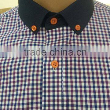 Leather Pocket on Left Check Checked Men's Casual Shirt in Latest Design photo-2