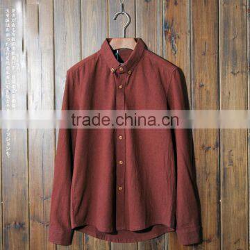 2016 Vintage Style Solid Color Men Classic Fit Linen Top, Linen Shirt, Casual Shirt photo-3