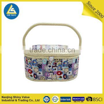 Single Handle Sewing Baskert With Sewing Kit Accessories , Various Colors And Patterns photo-2