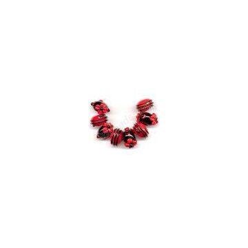 Red and Black Rondelle Lampwork Flower Beads Wholesale From China Beads Factory