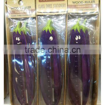 Novel Promotional Cute Creative Customs Eggplant Carrot Donut Shape Wooden Ruler photo-3