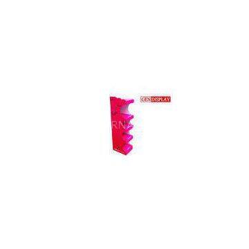 Foods Floor POP Cardboard Display Stand Pink With Four Tier