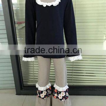 best price bib lace ruffle girls cotton clothing sets