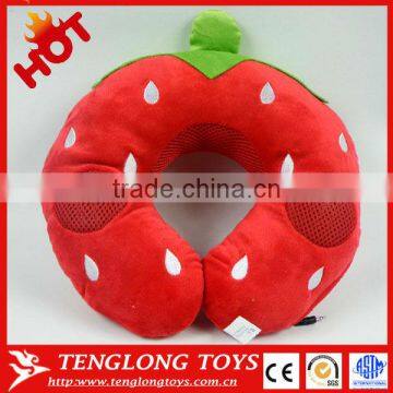 Hot sale soft help relax lovely strawberry sound sleep neck pillow