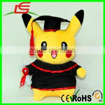 POKEMON PLUSH GRADUATE PIKACHU WITH SCROLL STUFFED CARTOON DOLL