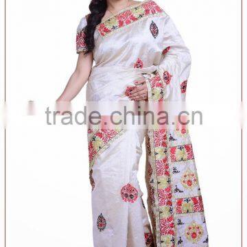 Indian Off White color Silk Saree From India