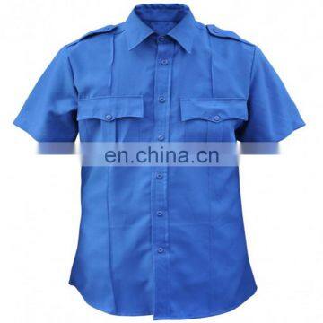 Men's Light Blue PolyCotton Short Sleeve Work Shirts With Epaulet