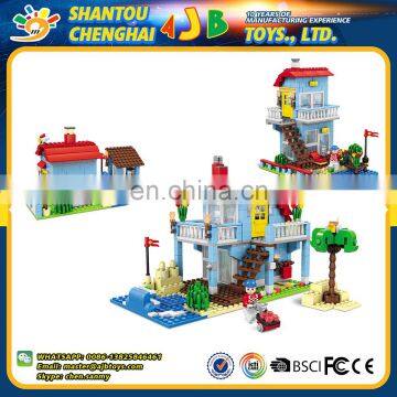 China manufacturer 469PCS beautiful design plastic custom building block bricks house toy