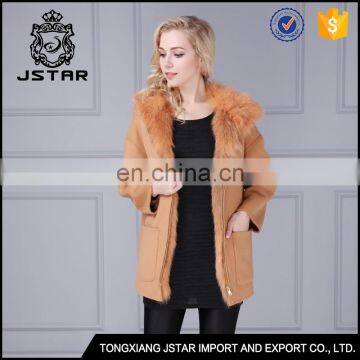 Factory price long mink fur 100 cashmere coat womens