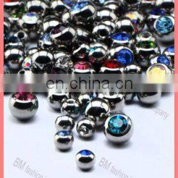 316l stainless steel piercing jewelry jeweled balls with gems high polished accessories replacement parts colorful crystal