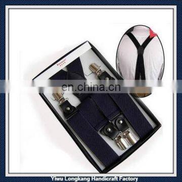 Yiwu Longkang Mens high Quality 4 Clips Durable Strong elastic ribbon X Shape Suspenders