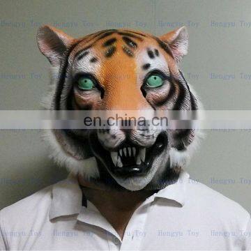 tiger cap - and - animal costume : One size fit most plush white and realistic tiger mask props