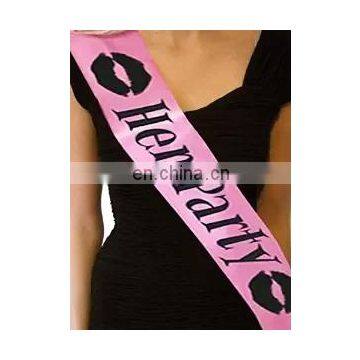 2016 pink hen party satin sash with customize logo