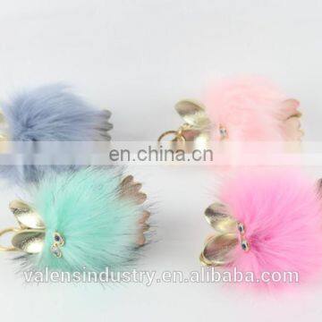 Hot Sales Wholesale Fluffy Faux Fox Fur Pom Poms Keychain Bird Shape Pom Pom Ball Pendant for Woman Cellphone/handbag/hats/Car photo-5