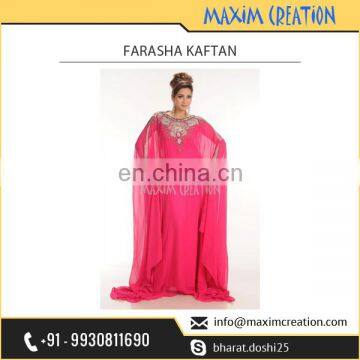Excellent Quality Bright Pink Farasha Kaftan Gown for Wedding